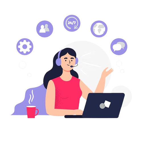 Ilustração de suporte ao cliente e atendimento profissional com tecnologia