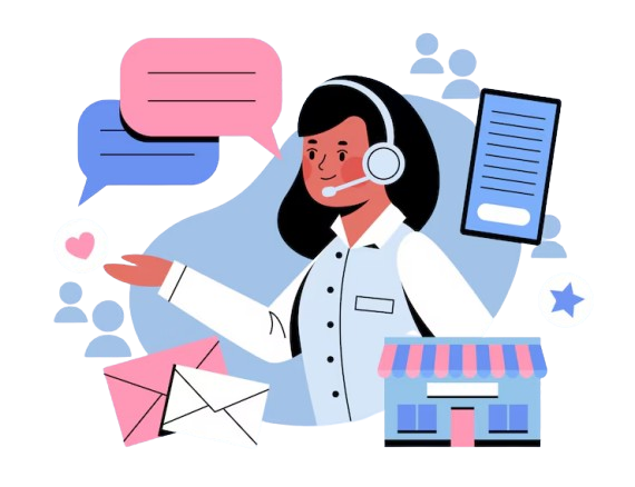 Ilustração de atendimento virtual, disponibilidade e comunicação com pacientes
