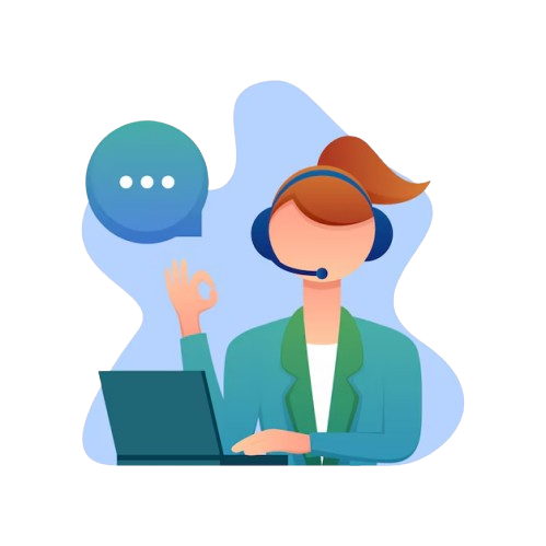 Ilustração de profissional de atendimento com headset e comunicação com clientes